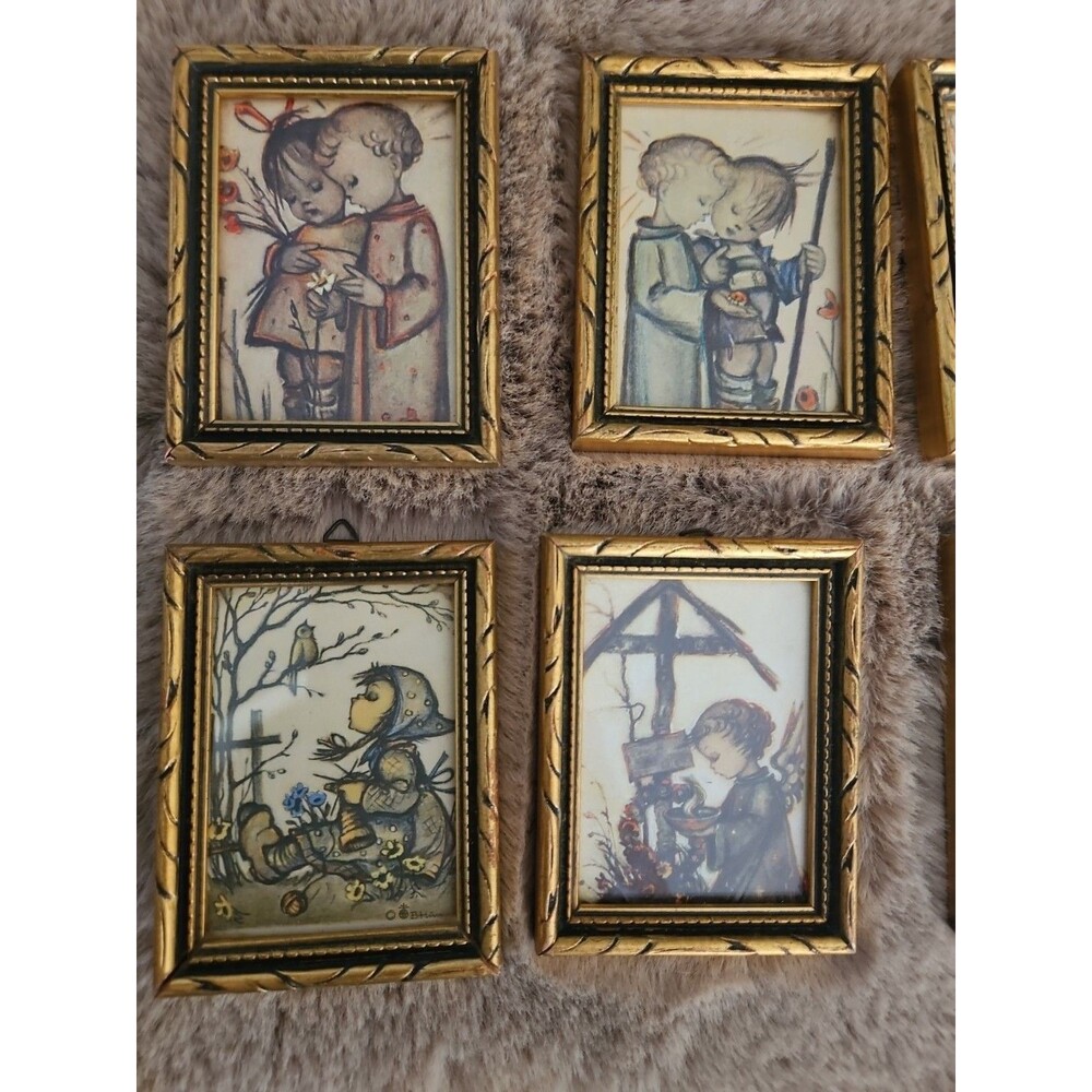 Vintage Original Hummel Miniature Framed Prints Set Of Six Made In Germany